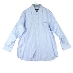 Burberry London Mens M Button Up Shirt Designer Made In USA Blue 17 1/2 EUC